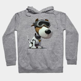 Dog with pilot glasses a cartoon illustration Hoodie